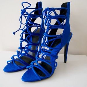 Cobalt blue ZARA wrap heels